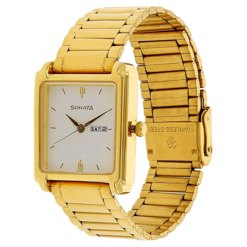 Sonata Quartz Analog with Day and Date White Dial Stainless Steel Strap Watch for Men - image number 1