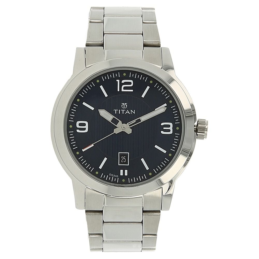 Buy Online Titan Men s Urban Refinement Sleek Blue Dial with Silver Stainless Steel Strap Watch ns1730sm03 Titan