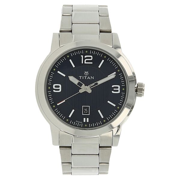 Titan Men's Urban Refinement: Sleek Blue Dial with Silver Stainless Steel Strap Watch - image number 0