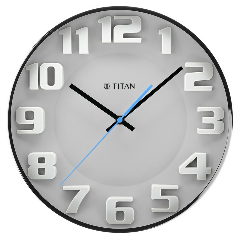 Buy Online Titan Metallic Wall Clock Moulded Dial with solid numbers