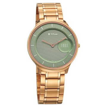 Titan Edge Bicolour Quartz Analog Green Dial Green Ceramic Strap Watch For Women