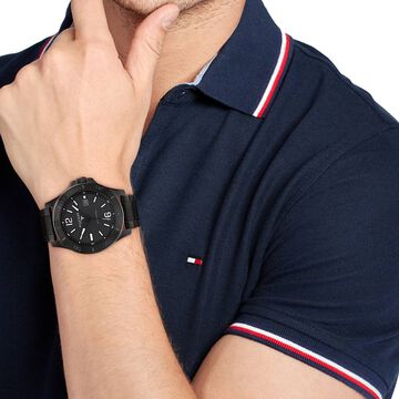 Tommy Hilfiger Quartz Analog Black Round Dial Black Stainless Steel Strap Watch For Men