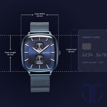Titan Avant Garde Blue Dial Quartz Multifunction Stainless Steel Strap Watch for Men