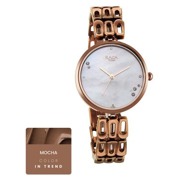 Titan Raga Chic Mother Of Pearl Dial Analog Metal Strap Watch for Women