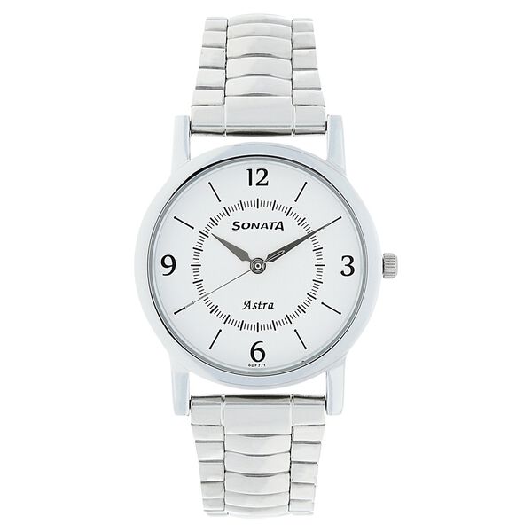 Sonata Quartz Analog White Dial Stainless Steel Strap Watch for Men - image number 0