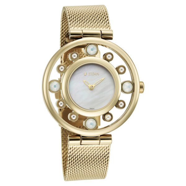 Titan Purple Unending Beauty Mother Of Pearl Dial Women Watch With Stainless Steel Strap - image number 0