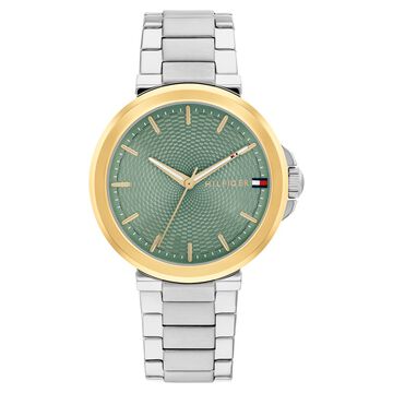 Tommy Hilfiger Quartz Analog Green Dial Silver Stainless Steel Strap Watch For Women