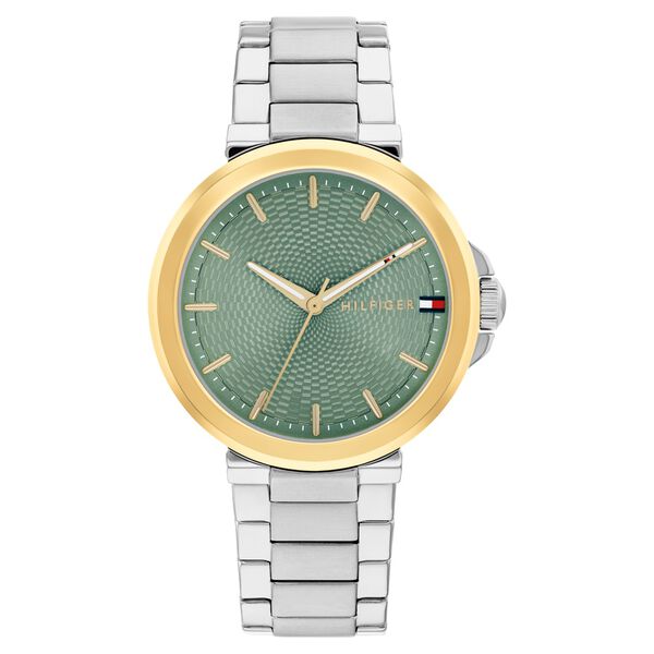 Tommy Hilfiger Quartz Analog Green Dial Silver Stainless Steel Strap Watch For Women - image number 0