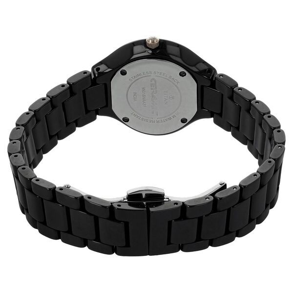 Titan Quartz Analog Black Dial Ceramic Strap Watch for Women - image number 3