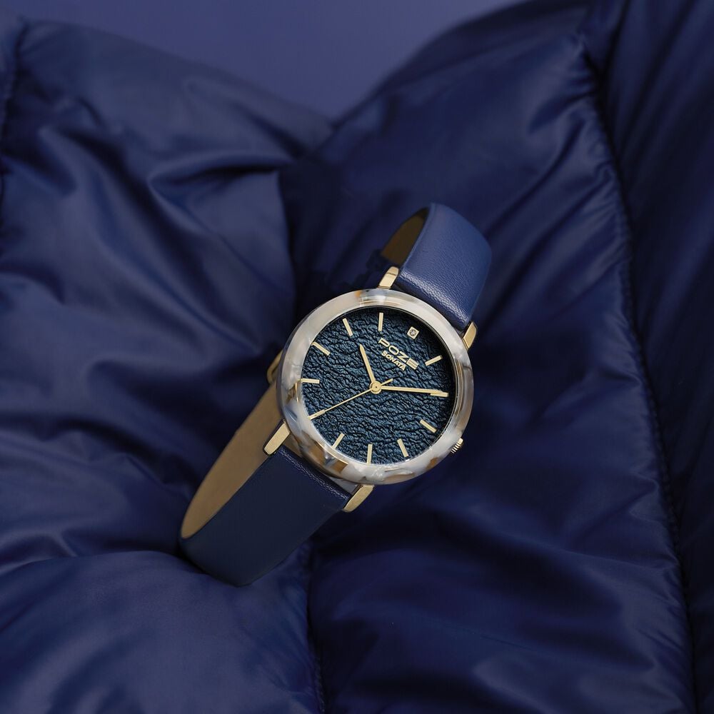 Poze By Sonata Quartz Analog Blue Dial Blue PU Leather Strap Watch For Women-image-47