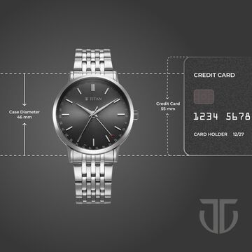 Titan Elegance Analog with Date by Hand and Dark Grey Dial Stainless Steel Strap Watch for Men