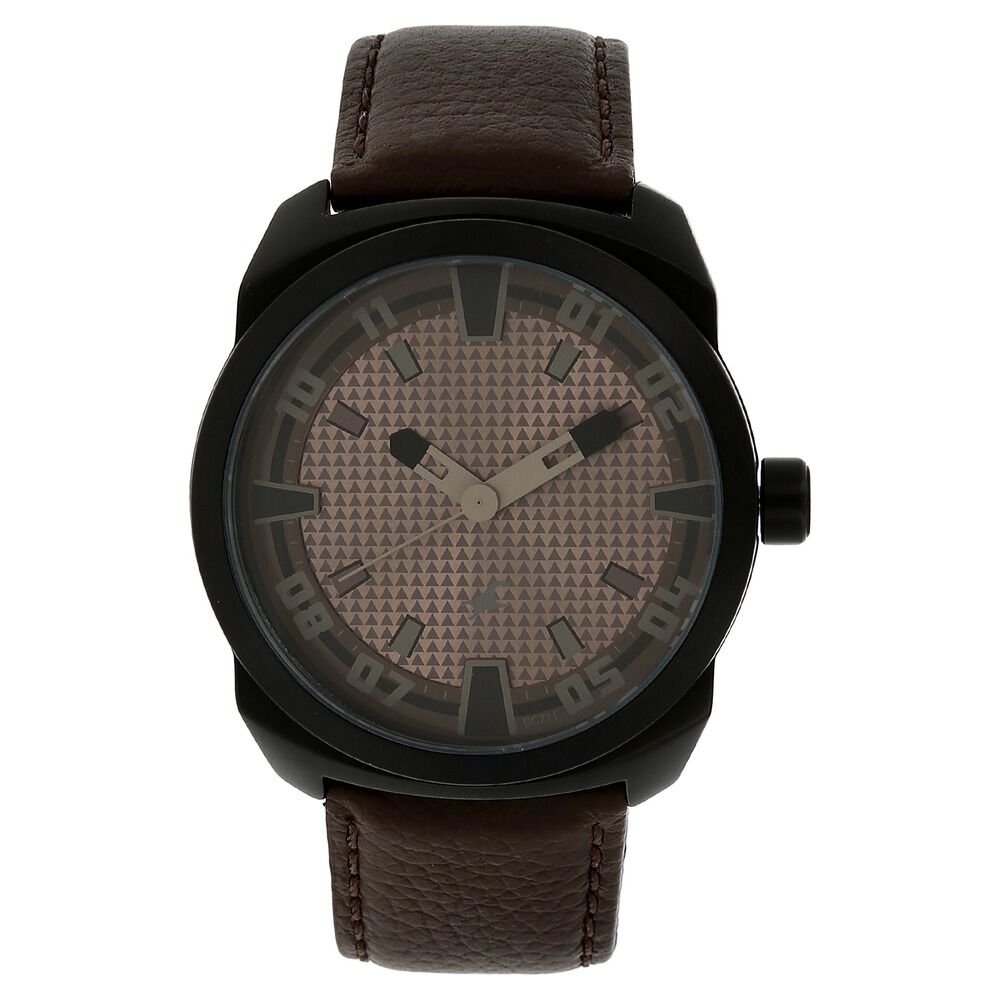 Buy Online Fastrack Quartz Analog Brown Dial Leather Strap Watch