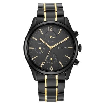 Titan Black and Gold Anthracite Dial Analog Stainless Steel Strap watch for Men