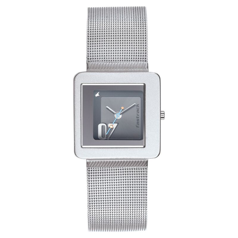 Fastrack Quartz Analog Black Dial Stainless Steel Strap Watch for Girls