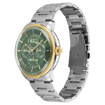 Titan Classique Four Eye Multifunction Analog with Green Dial Silver Stainless Steel Strap Watch for Men