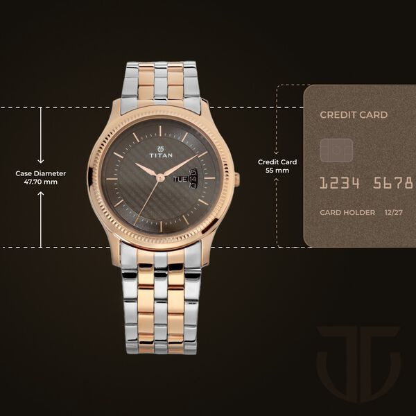 Titan Brown Dial Analog with Day and Date Stainless Steel Strap Watch for Men - image number 2