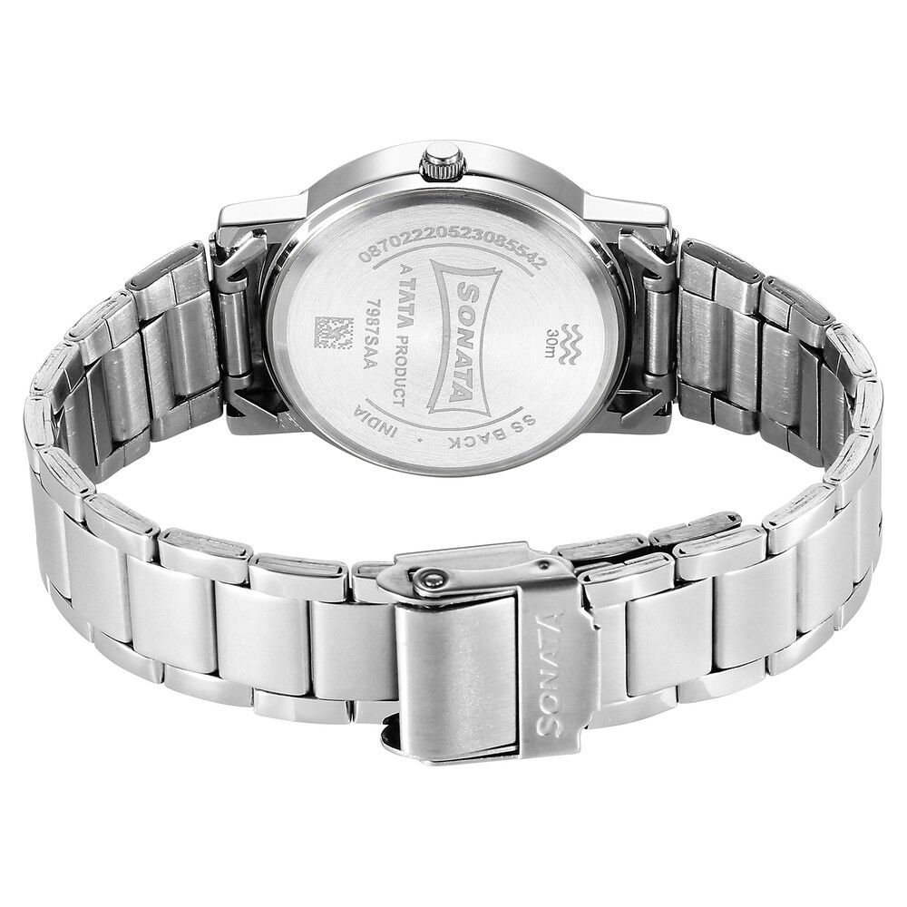 Buy Online Sonata Classic Quartz Analog Black Dial Silver Stainless Steel Strap Watch for Men ns7987sm07w Titan