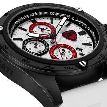 Ducati Quartz Chronograph White Dial White Silicone Strap Watch For Men