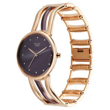 Titan Raga Sierra Quartz Analog Brown Dial Two Toned Metal Strap Watch For Women