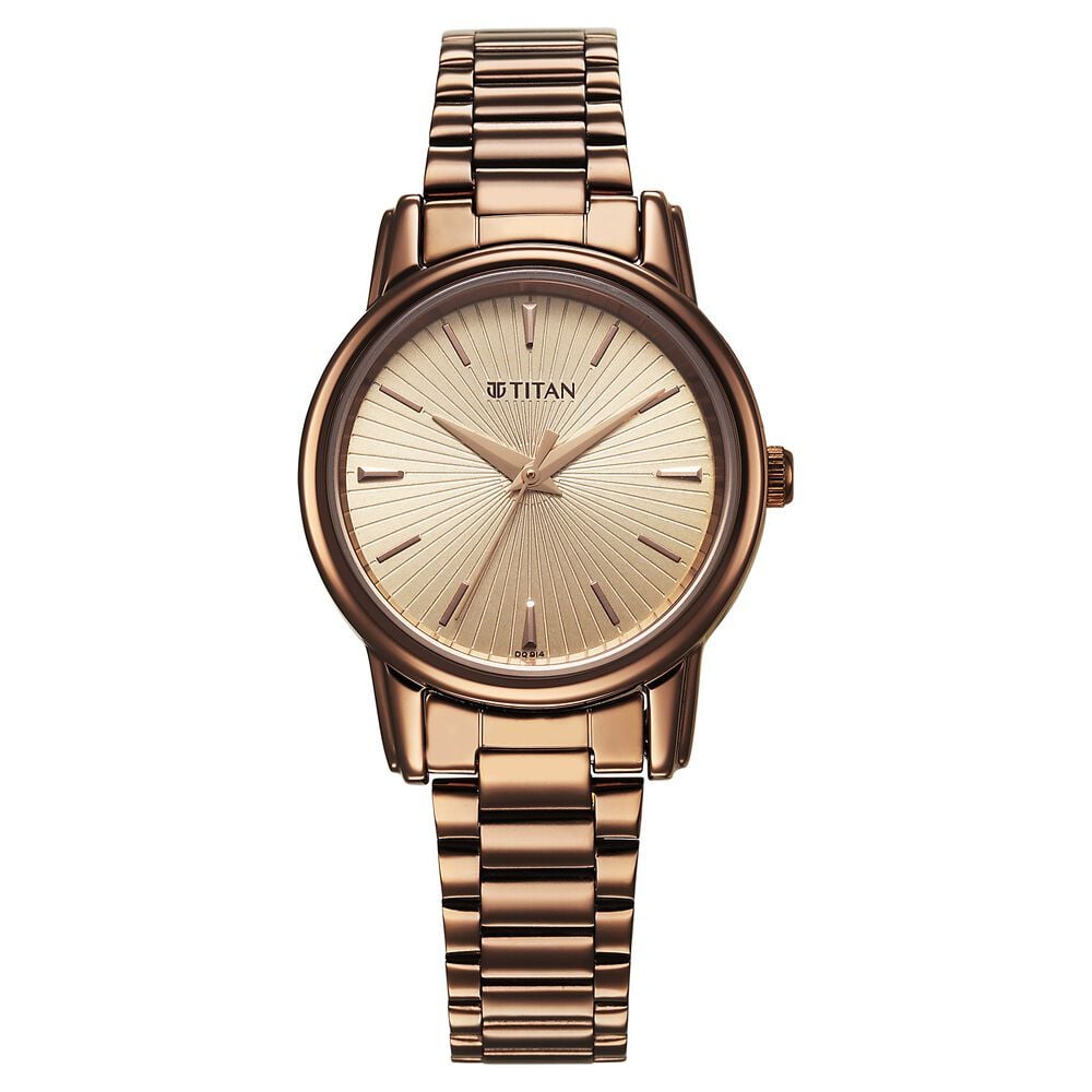 Titan Karishma Quartz Analog Beige Dial Brown Stainless Steel Strap Watch For Women-image-48