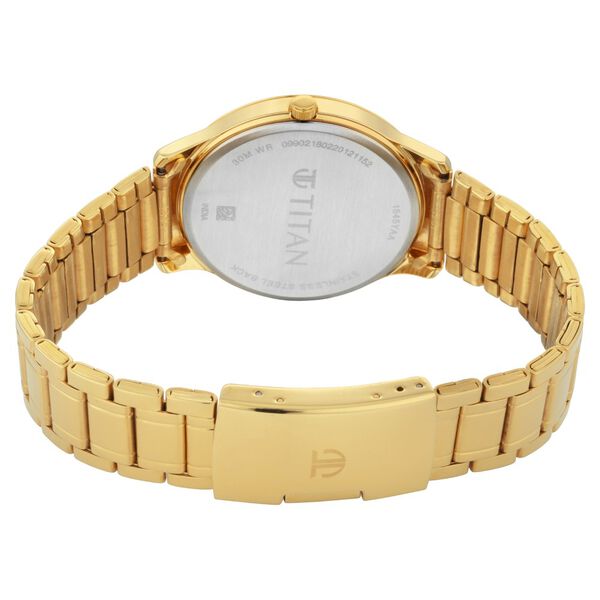 Titan Quartz Analog with Day and Date Yellow Dial Metal Strap Watch for Men - image number 4