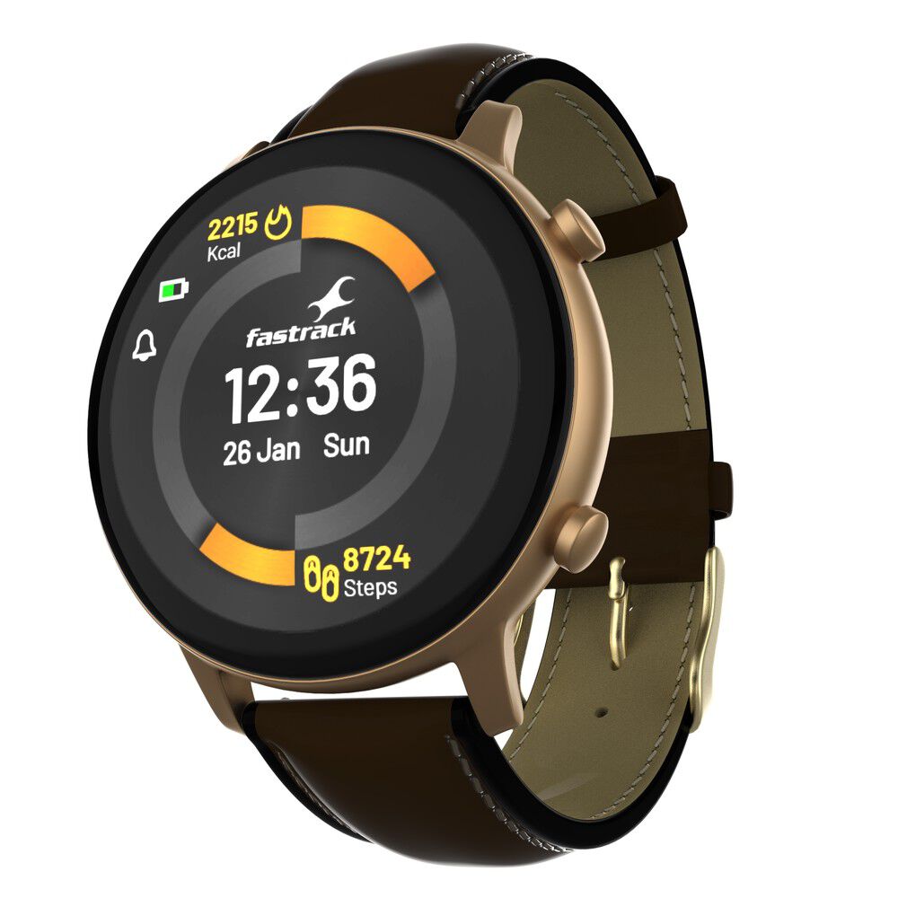 Buy Online Fastrack Reflex Play Classic BT Calling 3.3 CM AMOLED Display Smartwatch with AOD Premium Metallic Body IP68 Water Resistance 38077al06 p Titan