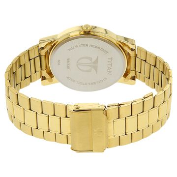 Titan Quartz Analog Silver Round Dial Golden Stainless Steel Strap Watch For Men