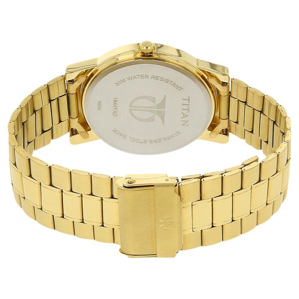 Titan Quartz Analog Silver Round Dial Golden Stainless Steel Strap Watch For Men - image number 3