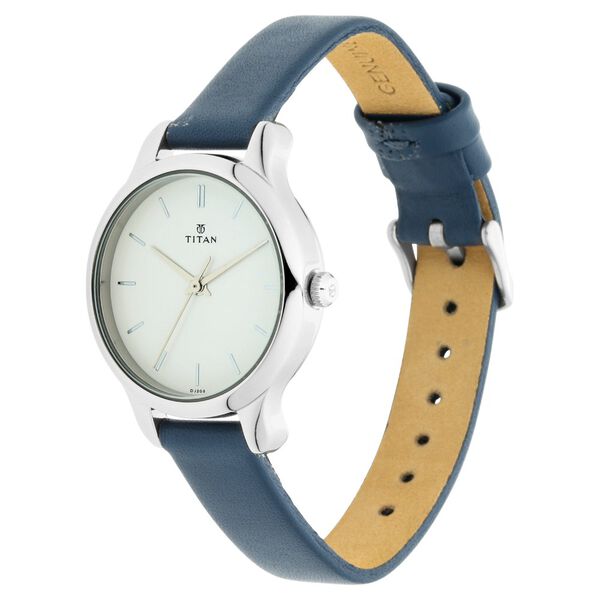 Titan Women's Chic minimalist watch with White dial and leather strap - image number 2
