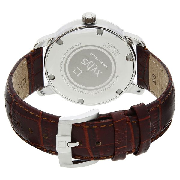 Xylys Swiss Analog with Date Silver Leather Strap and Silver Dial Watch For Men - image number 3