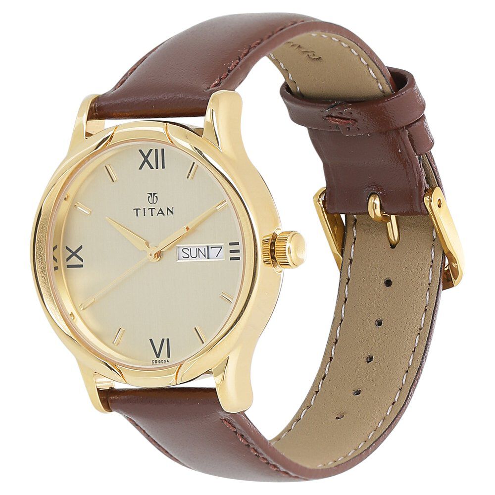 Titan 1580yl05j new arrivals leather analog watch