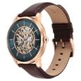 Titan Skeletal Automatic Blue Dial Brown Leather Strap Watch for Men - image number 3