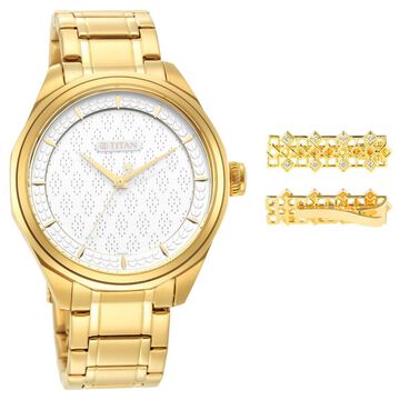 Titan Wedding White Dial Analog with Date Stainless Steel Strap watch for Men