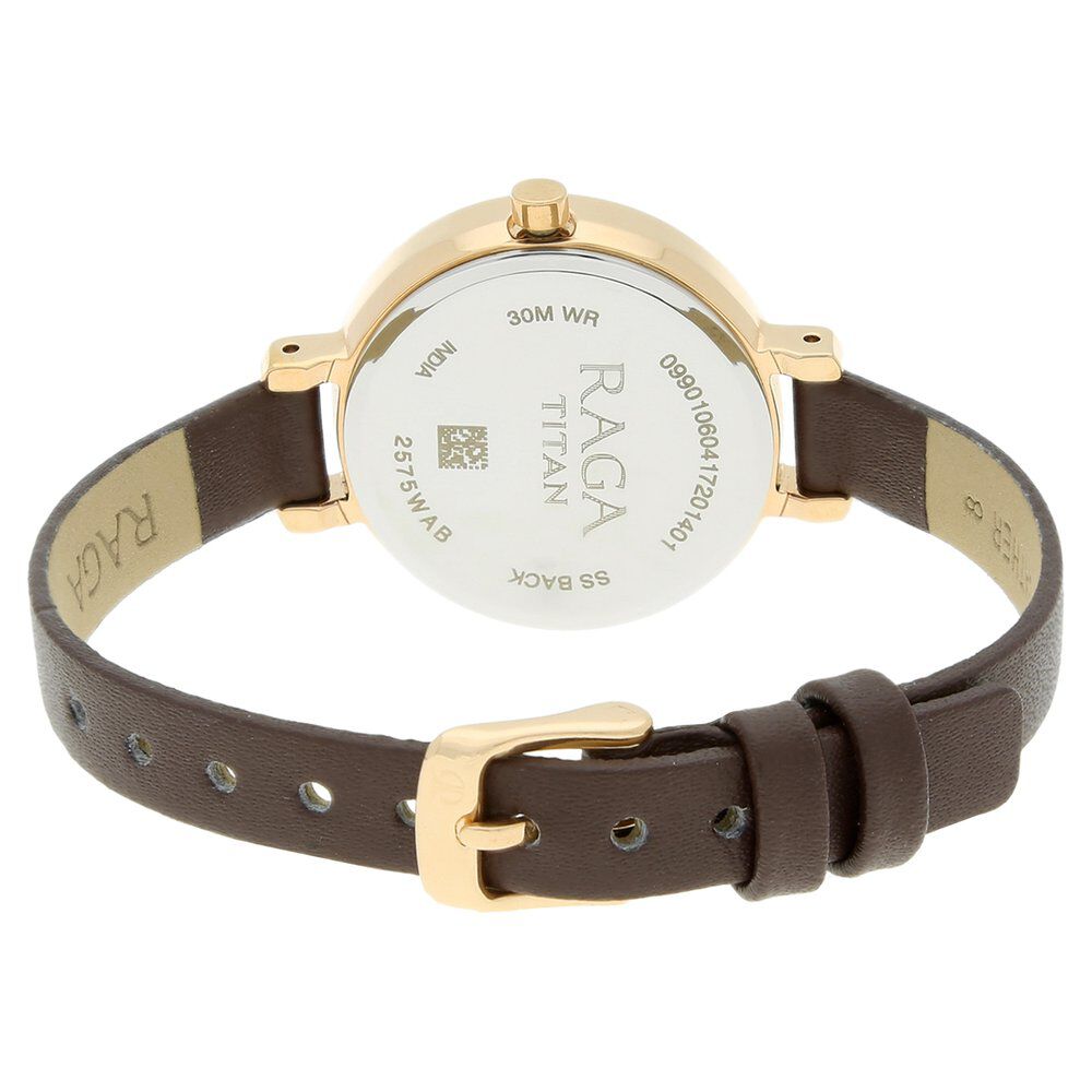 Buy Online Titan Raga Viva Rose Gold Dial Women Watch With Leather Strap ns2575wl01 Titan