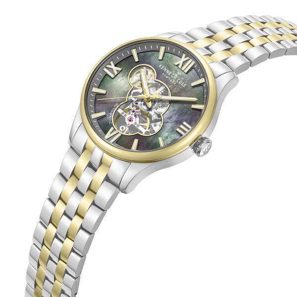 Kenneth Cole Automatic Automatic Mother Of Pearl Dial Two Toned Stainless Steel Strap Watch For Men - image number 3
