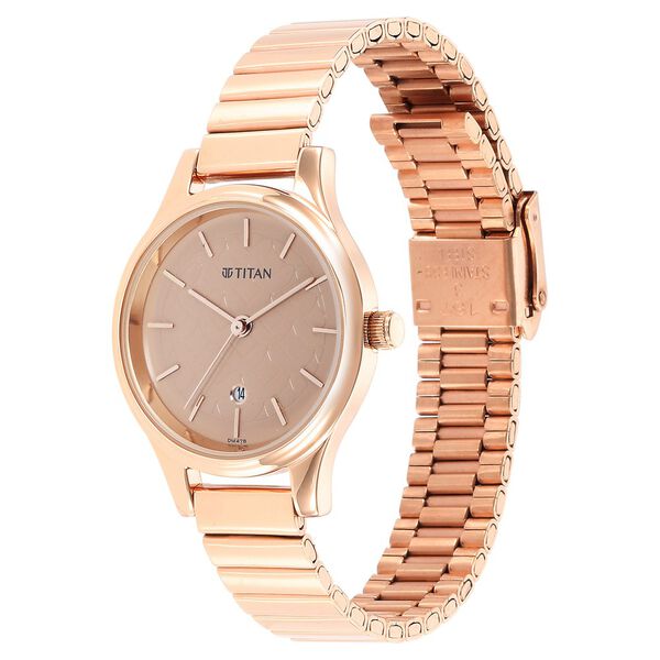 Titan Karishma Brown Dial Metal Strap Watch for Women - image number 2