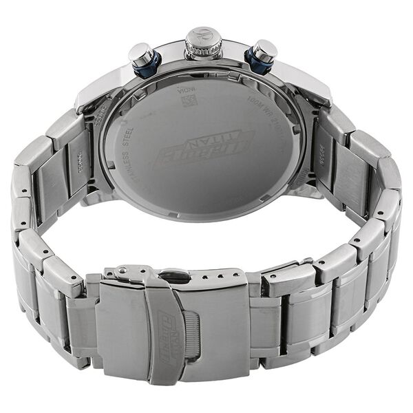 Titan Octane Quartz Chronograph Blue Round Dial Silver Stainless Steel Strap Watch For Men - image number 3