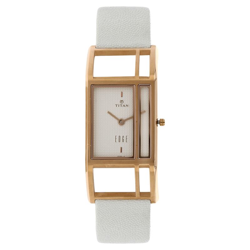 Titan Edge White Dial Women Watch With Leather Strap - image number 0