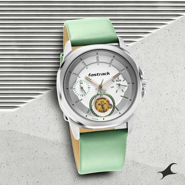 Fastrack Exuberant Quartz Analog White Dial Leather Strap Watch for Guys
