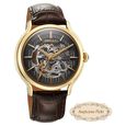 Titan Nebula Art Deco 18k Gold Skeleton Automatic Swiss calibre Leather Strap Watch for Men - image number 0