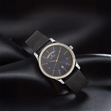 Titan Workwear Blue Dial Analog with Day and Date Leather Strap watch for Men