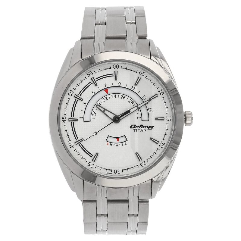 Titan Quartz Analog with Date Silver Dial Stainless Steel Strap Watch for Men