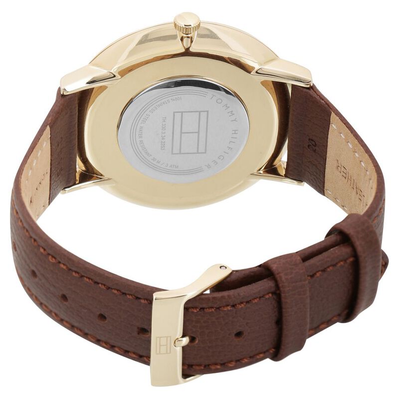 Tommy Hilfiger Quartz Analog White Dial Leather Strap Watch for Men - image number 3