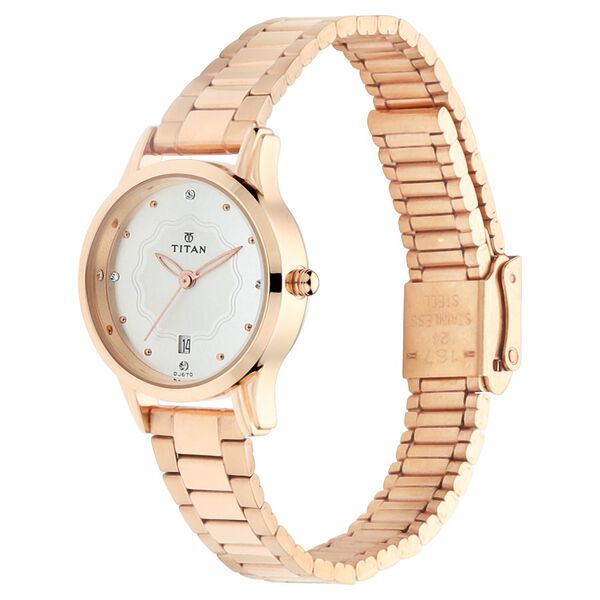 Titan Quartz Analog with Date Silver Dial Metal Strap Watch for Women - image number 2