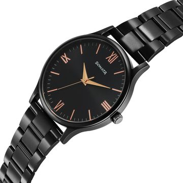Sonata Aspire Quartz Analog Black Dial Stainless Steel Strap Watch for Men