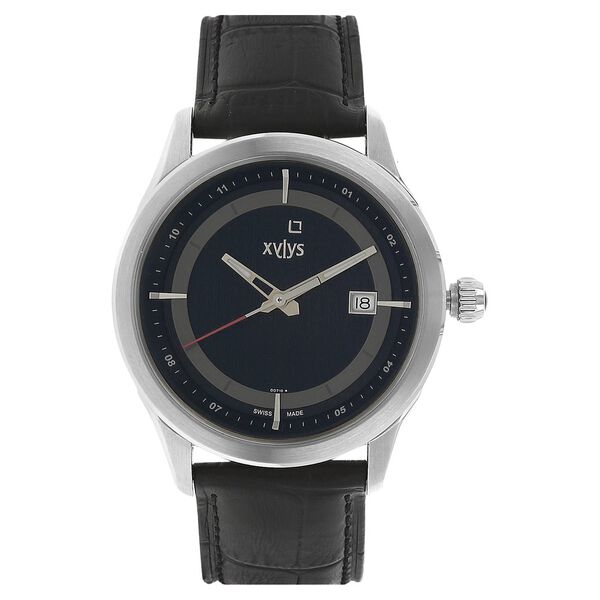 Xylys Swiss Analog with Date Black Leather Strap and Blue Dial Watch For Men - image number 0
