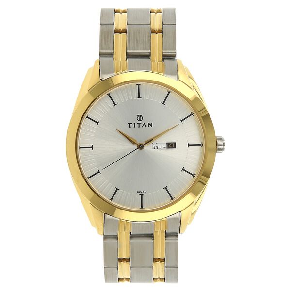 Titan Quartz Analog with Day and Date Silver Dial Stainless Steel Strap Watch for Men - image number 0