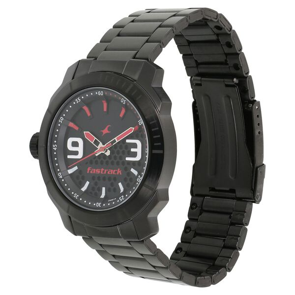 Fastrack Loopholes Quartz Analog Black Dial Stainless Steel Strap Watch for Guys - image number 1