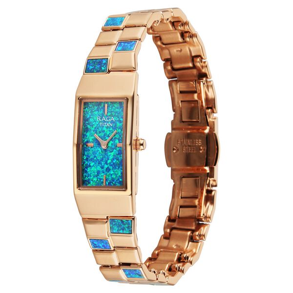 Titan Raga Opalesque Quartz Analog Multicoloured Dial Rose Gold Metal Strap Watch For Women - image number 2
