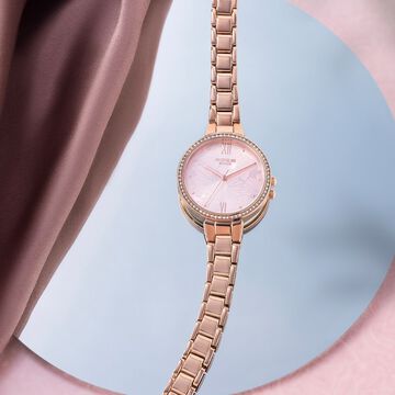 Sonata Poze Quartz Analog Pink Dial Metal Strap Watch for Women